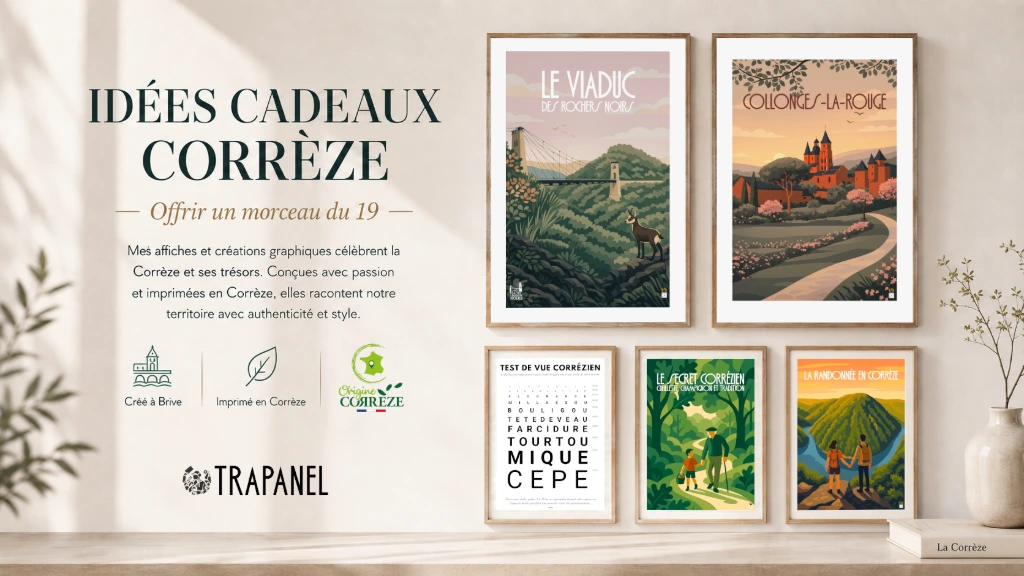 Idées cadeaux Corrèze, affiches Trapanel créées à Brive