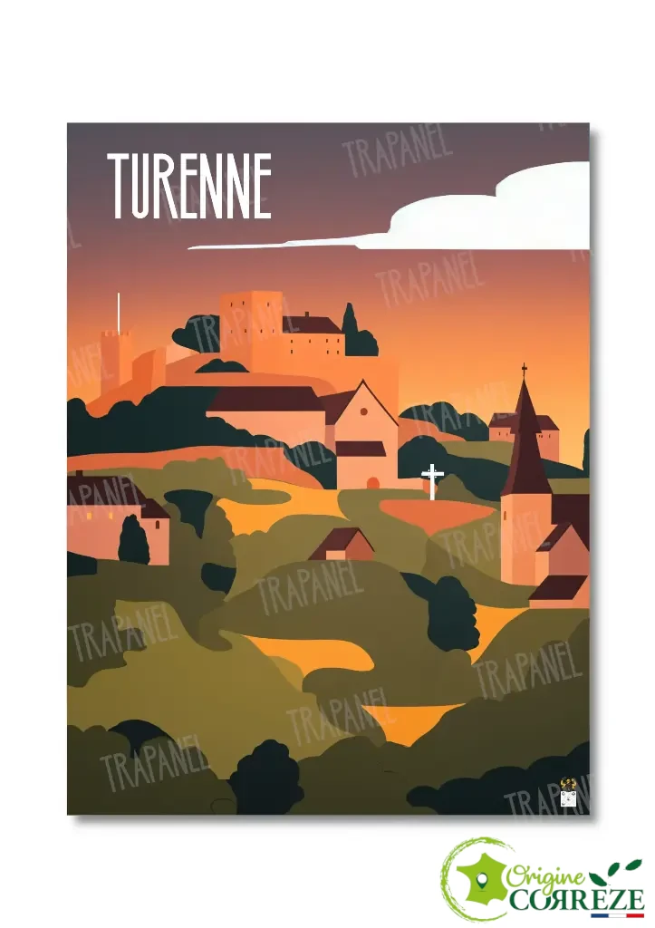 Affiche Vintage – Le Château de Turenne, Corrèze (Largeur x Hauteur (en cm) environ : 30 x 40, Sans Cadre)