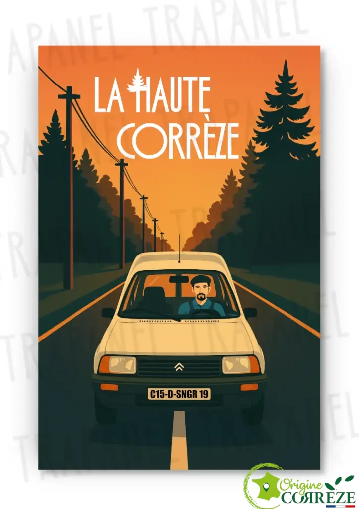 Affiche Vintage – La Haute Corrèze en C15 (Largeur x Hauteur (en cm) environ : 30 x 40, Sans Cadre)
