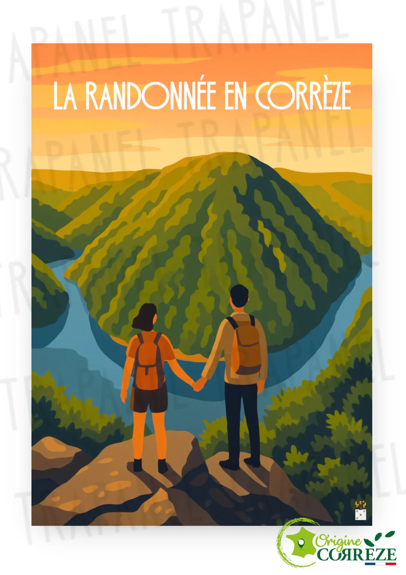 Affiche Vintage – La Randonnée en Corrèze (Largeur x Hauteur (en cm) environ : 30 x 40, Sans Cadre)