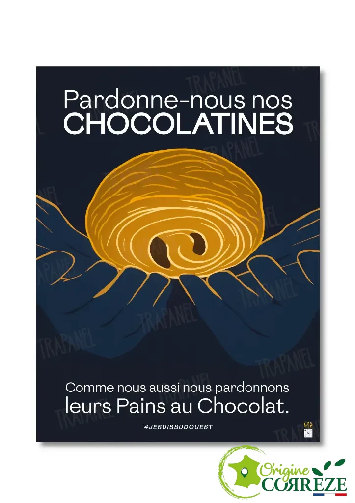 Affiche Gourmande – La Chocolatine (Largeur x Hauteur (en cm) environ : 30 x 40, Sans Cadre)