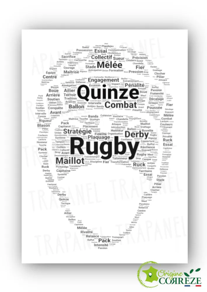 Carte postale Rugby en mots - Les valeurs de l’ovalie