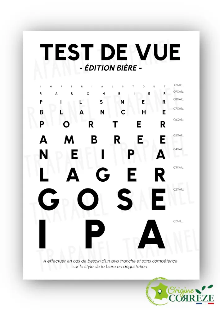 Carte postale Test de vue bière - Humour & bières