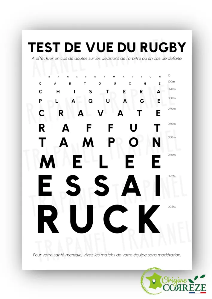Carte postale Test de vue du rugby - Humour & ovalie