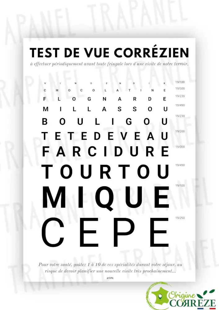 Affiche Test de Vue (Largeur x Hauteur (en cm) environ : 30 x 40)