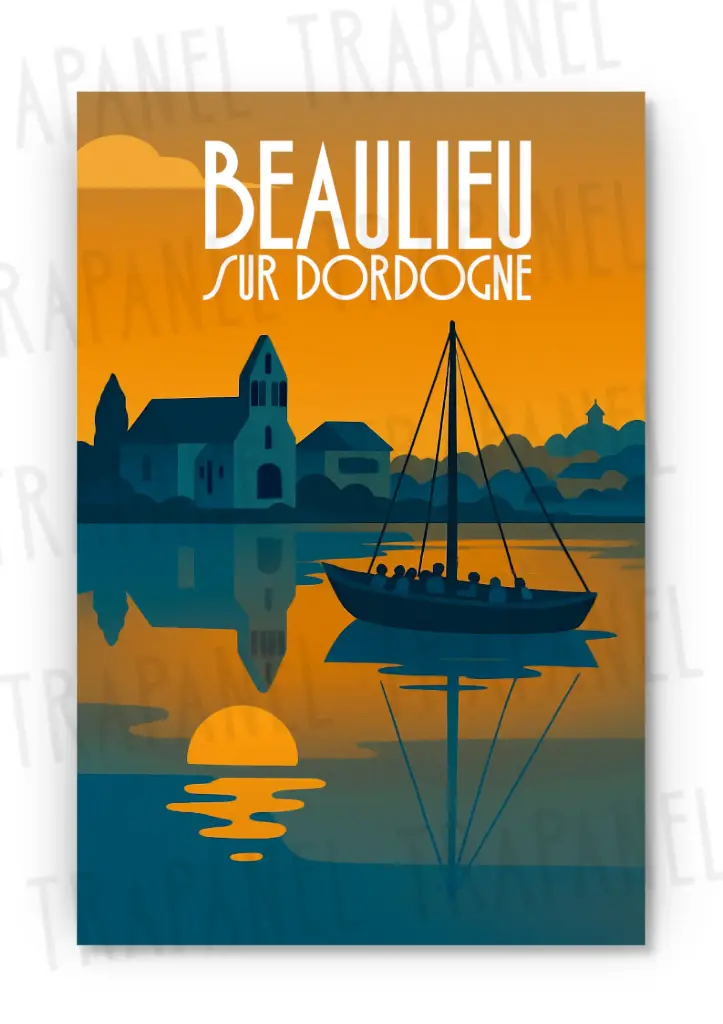 Affiche Vintage – Beaulieu-sur-Dordogne en Gabare