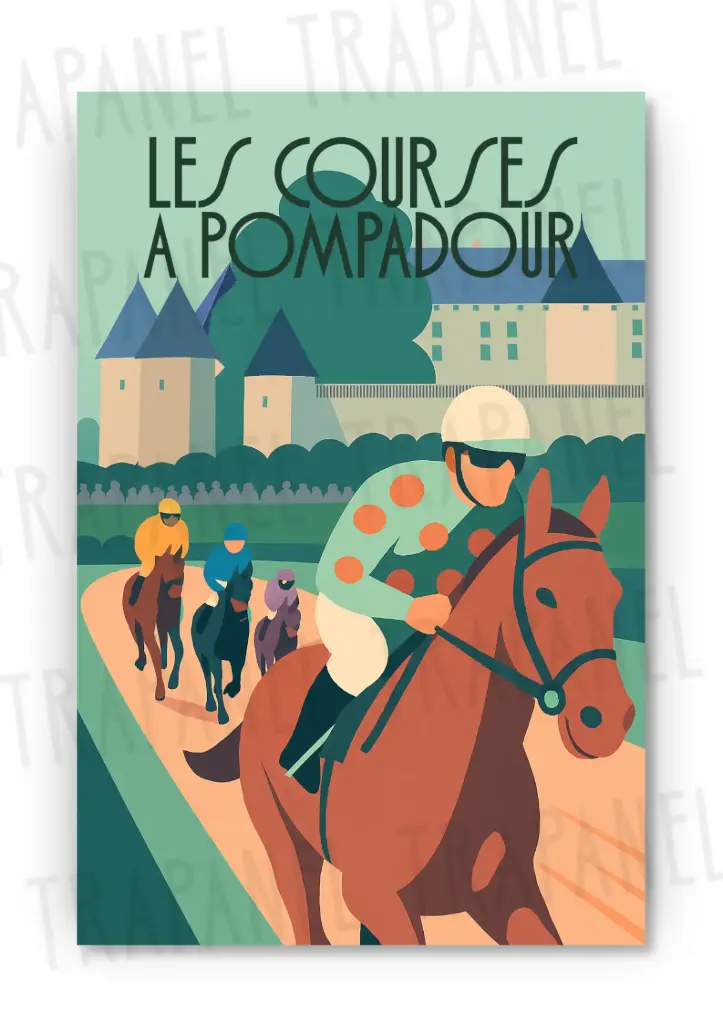 Affiche Vintage – Les Courses à Pompadour, Corrèze