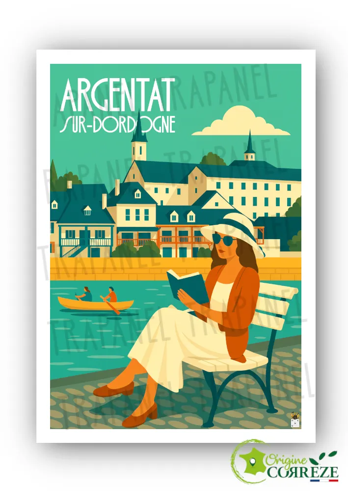 Carte Postale « Argentat-sur-Dordogne – Banc au soleil et temps qui flotte » – Trapanel